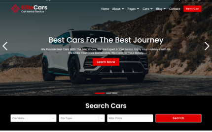 EliteCars - Car Rental React Website Template