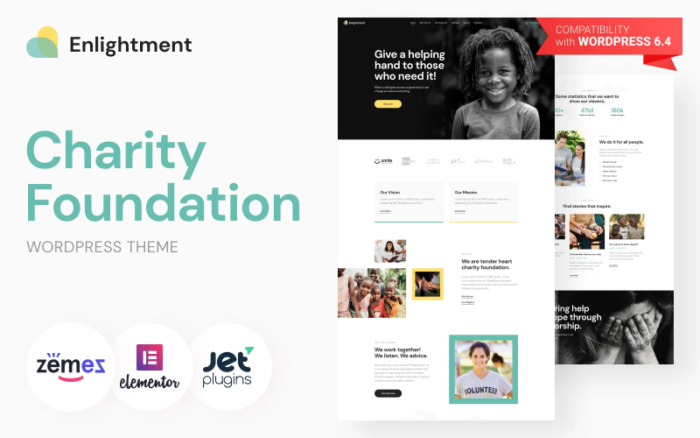 Enlightment - Charity Foundation WordPress Elementor Theme WordPress Theme