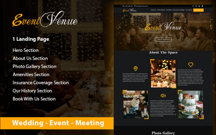 Event Venue Landing Page HTML Landing Page Template