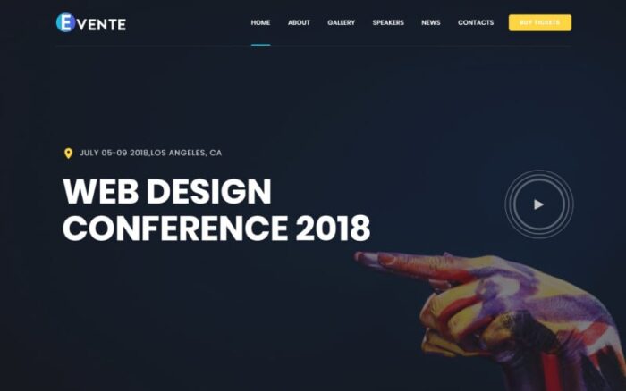 Evente - Web Design Conference Landing Page Template