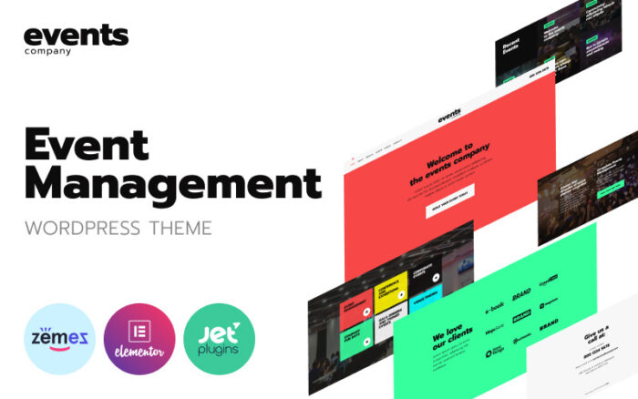 Events company - Innovative Template For Event Management Website WordPress Theme