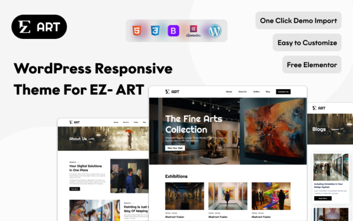 EZ Art – Minimalist And Modern Template for Art Galleries and Exhibitions WordPress Theme