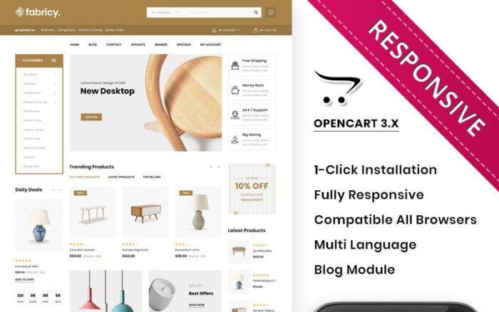 Fabricy - The Mega Furniture Shop OpenCart Template