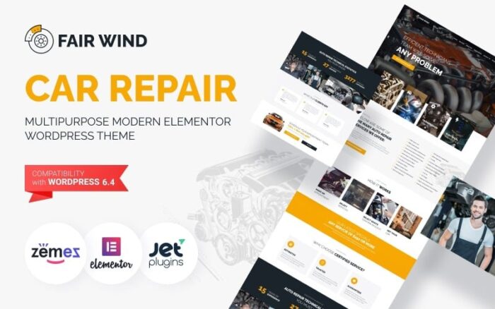 Fair Wind - Car Repair Modern WordPress Elementor Theme WordPress Theme