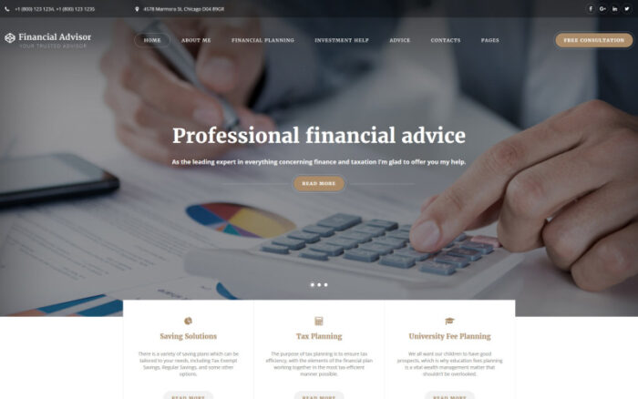 Financial Advisor Multipage Website Template