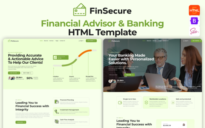 Finsecure - Finance Advisor, Business Consulting and Investment Management HTML Template Website Template