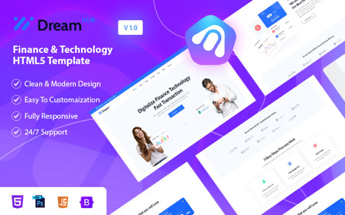 Fintech & Technology HTML5 Template Website Template