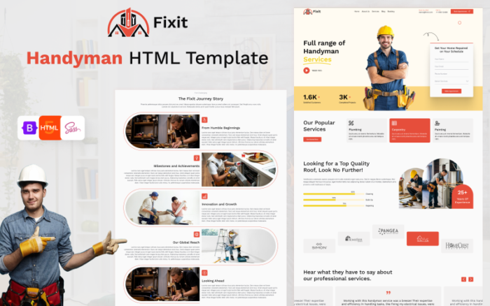 Fixit - Handyman Repair Services HTML Template Website Template