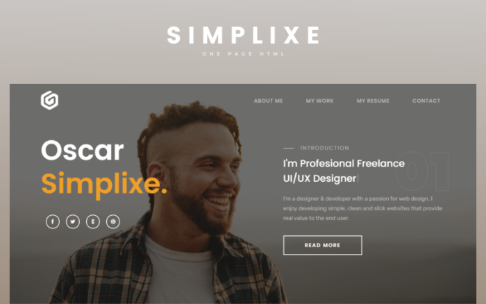 Free Simplixe Personal Portfolio Landing Page Html Landing Page Template