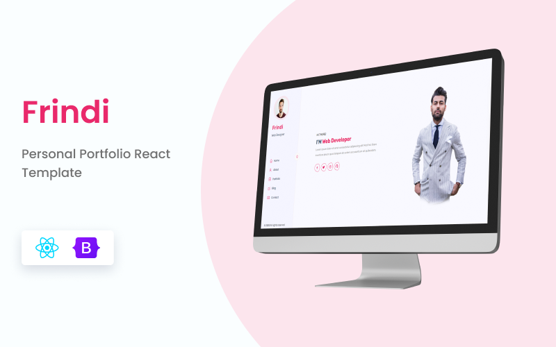 Frindi – Personal Portfolio React Template Website Template