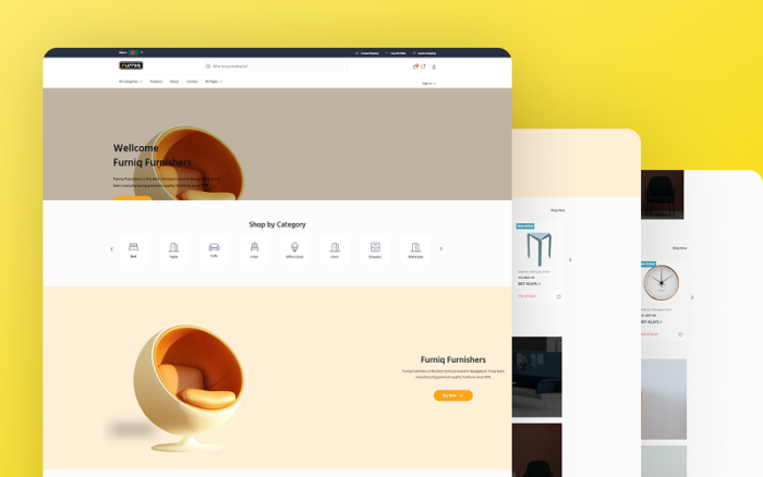 FURNIQ - A Responsive Furniture Ecommerce Website HTML Template Website Template