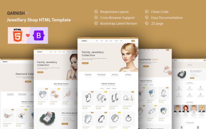 Garnish – Jewllery Shop Bootstrap 5 Website template Website Template