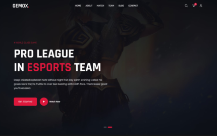 Gemox - eSports Html Template Landing Page Template