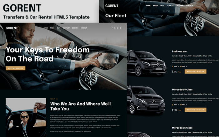 Gorent - Limousine Transfers & Car Rental HTML5 Template Website Template