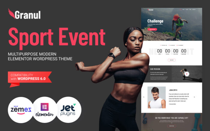 Granul - Sport Event Multipurpose Modern WordPress Elementor Theme WordPress Theme