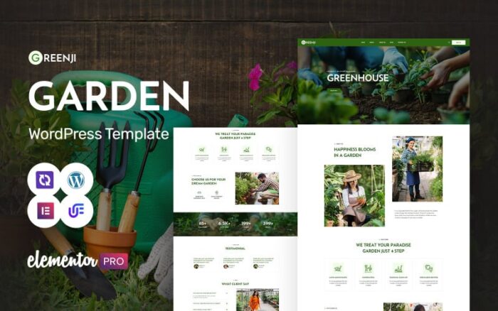 Greenji - Garden Care, Landscaping And Gardening Services WordPress Elementor Theme WordPress Theme