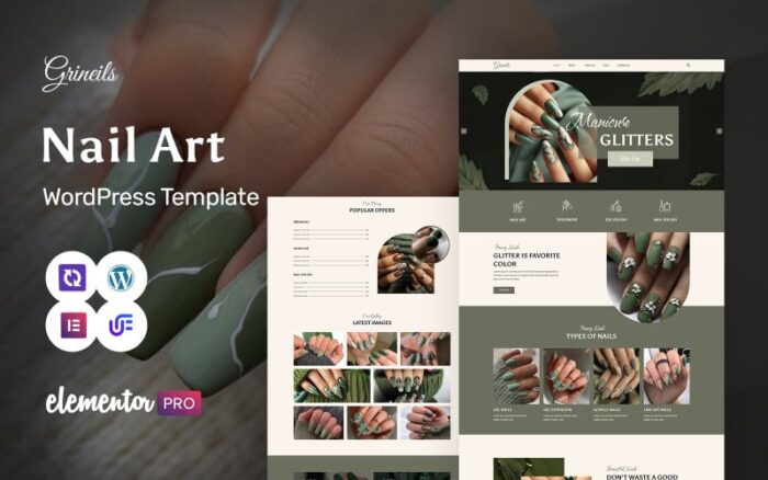 Grineils - Nail Salon And Nail Art WordPress Elementor Theme WordPress Theme