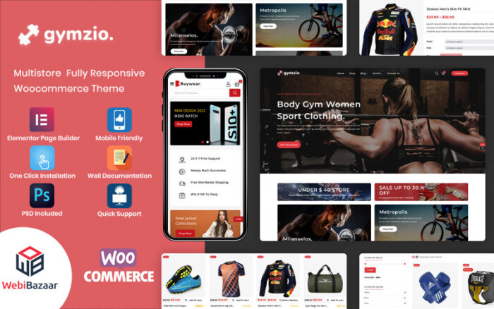 Gymzio - Fitness, Gym & Sport Wear WordPress Theme WooCommerce Theme