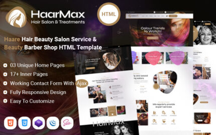 HaarMax - Hair Salon Barber Shop Hairdresser Beauty Makeup HTML Template Website Template