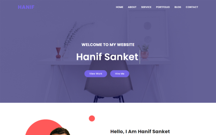 Hanif Personal Portfolio HTML Landing Page Template