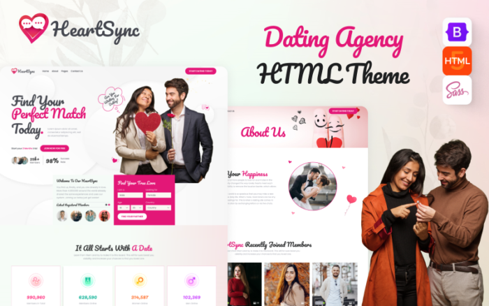 HeartSync - Dating Website HTML Template Website Template