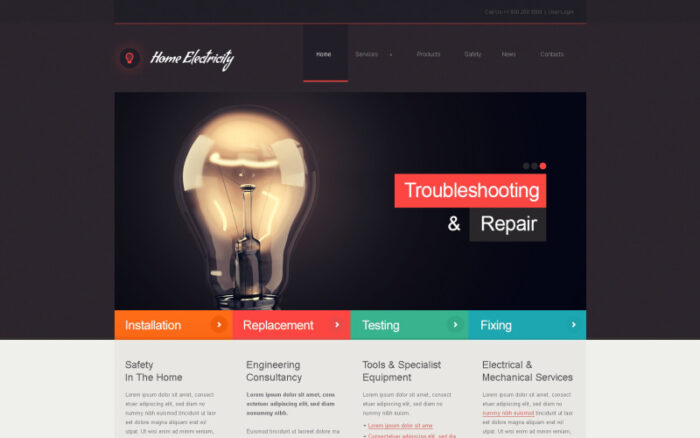 Home Electricity Company Joomla Template