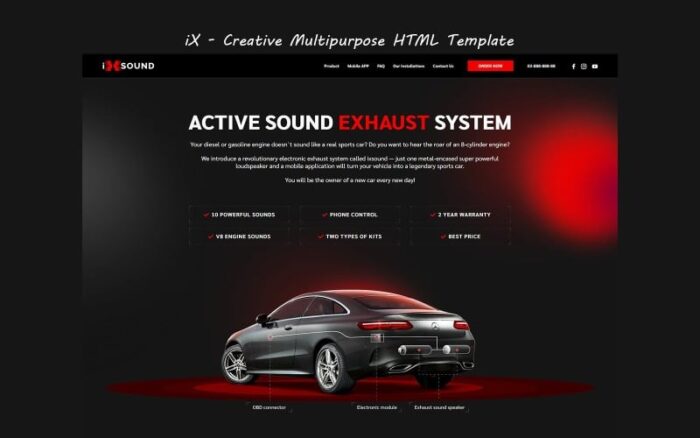 IXSOUND | HTML Template | Sounds of your cars Landing Page Template