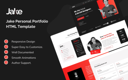 Jake - Personal Portfolio Mordern HTML Template Website Template