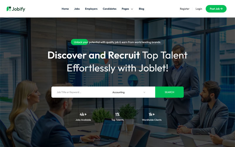 Jobify - Job Board, Freelance Market HTML Template Website Template