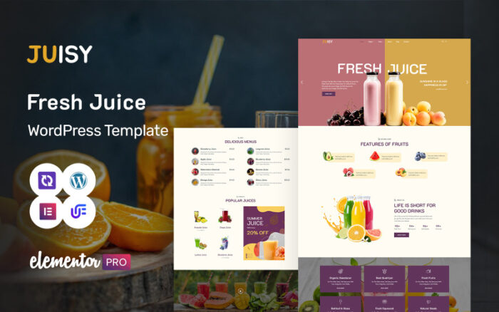 Juisy - Food Juice Store Manufacturer WordPress Elementor Theme WordPress Theme