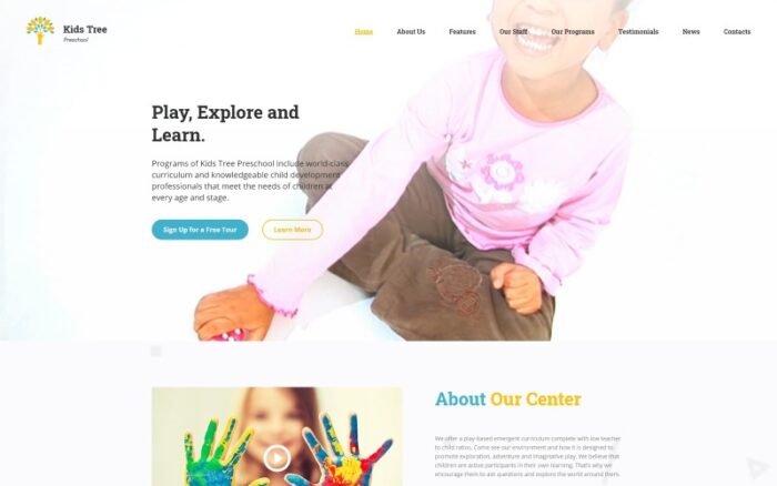 Kids Tree Preschool Landing Page Template