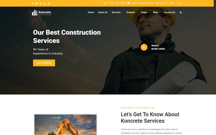 Koncrete Construction Services Html Template Website Template