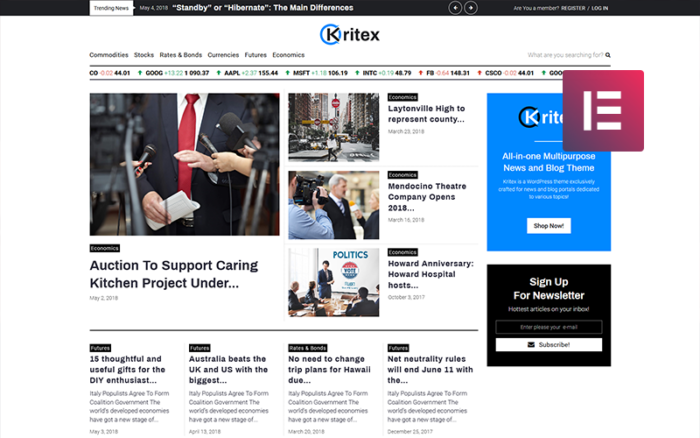 Kritex - Corporate News Blog Modern WordPress Elementor Theme WordPress Theme