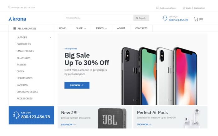 Krona - Electronics ECommerce Classic Elementor WooCommerce Theme