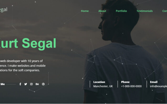 Kurt Segal. Personal Portfolio page. Landing Page Template