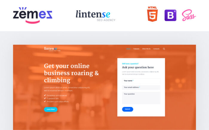 Lintense SEO Agency - Marketing Agency Creative HTML Landing Page Template