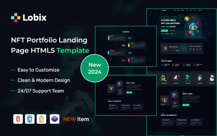 Lobix – NFT Portfolio and Landing Page HTML5 Template Landing Page Template