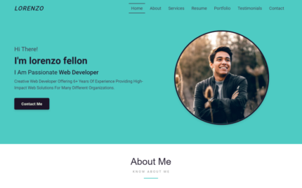 Lorenzo - Personal Portfolio HTML React Landing Page Website Template Landing Page Template