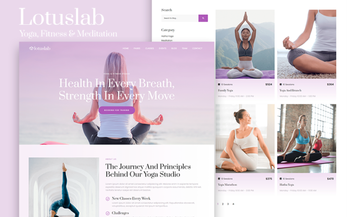 Lotuslab - Yoga, Fitness & Meditation HTML5 Template Website Template