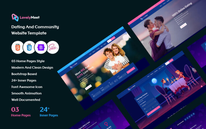 LovelyMeet - Dating & Community HTML Template. Website Template