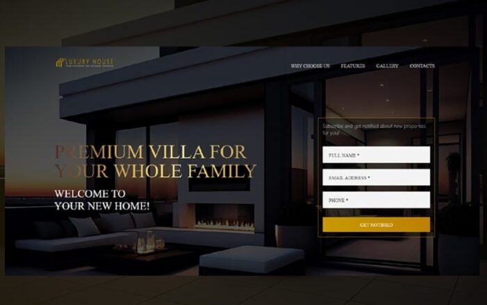 Luxury House Single Page Template Landing Page Template