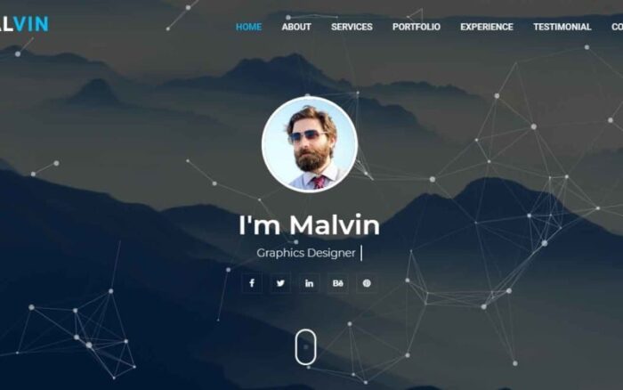 Malvin - Personal Portfolio HTML Landing Page Template