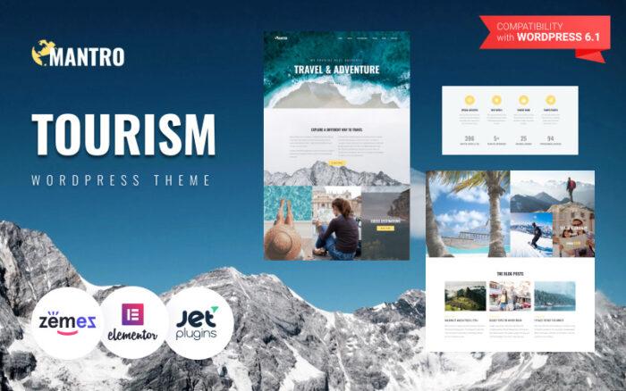 Mantro - Tourism One Page Modern WordPress Elementor Theme WordPress Theme