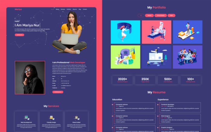 Mariya Portfolio Multipurpose Website HTML5 Template Website Template