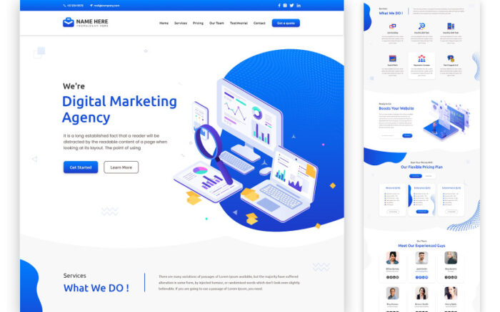 Marketing Agency One Page HTML5 Template Landing Page Template