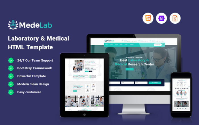 Medelab – Laboratory Medical Research Center Website Template