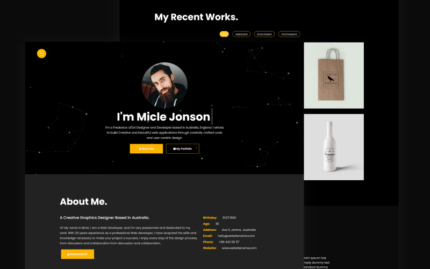 Micle - Personal Portfolio/Resume Landing Page Template