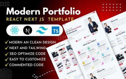 Modern Portfolio React JS Template - Next JS, Tailwind CSS - Responsive HTML Template Website Template