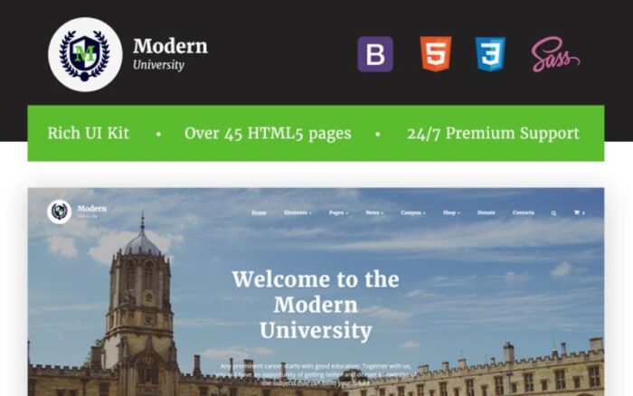 Modern University - University Or High-School Multipage Responsive HTML Website Template