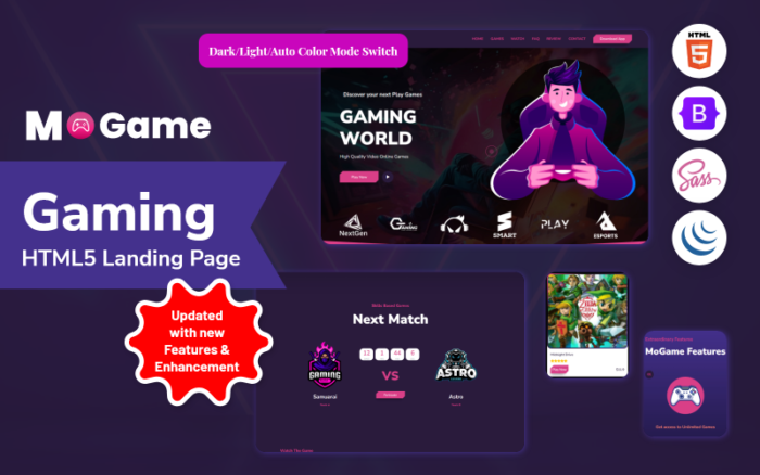 MoGame - Gaming HTML5 Responsive Landing Page Template